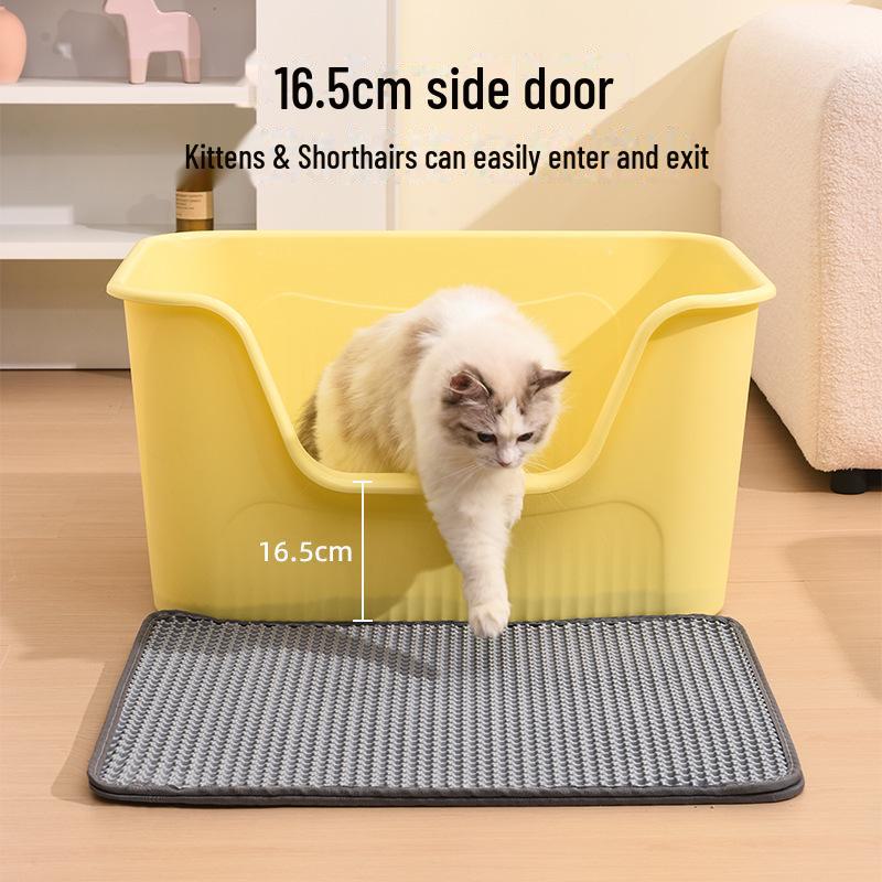 Oversized Splash-Proof Semi-Enclosed Cat Litter Box