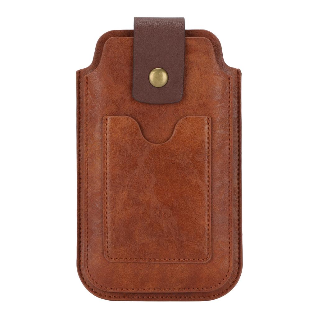Pánské pouzdro na telefon z PU kůže Retro Univerzální pouzdro Ledvinka Pouzdro s klipem na opasek Kroužkem a karabinou pro venkovní použití Hnědé
