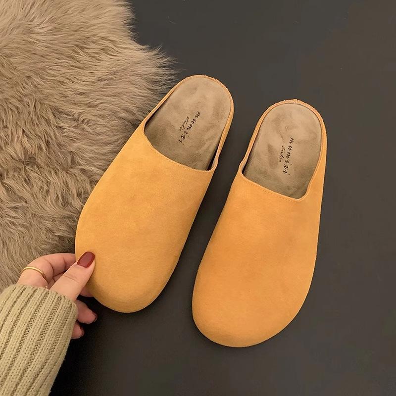 Platform Birkenstock shoes bag head half slippers women's outer wear 2025 spring and summer new retro Muller shoes soft sole Birkenstock half to