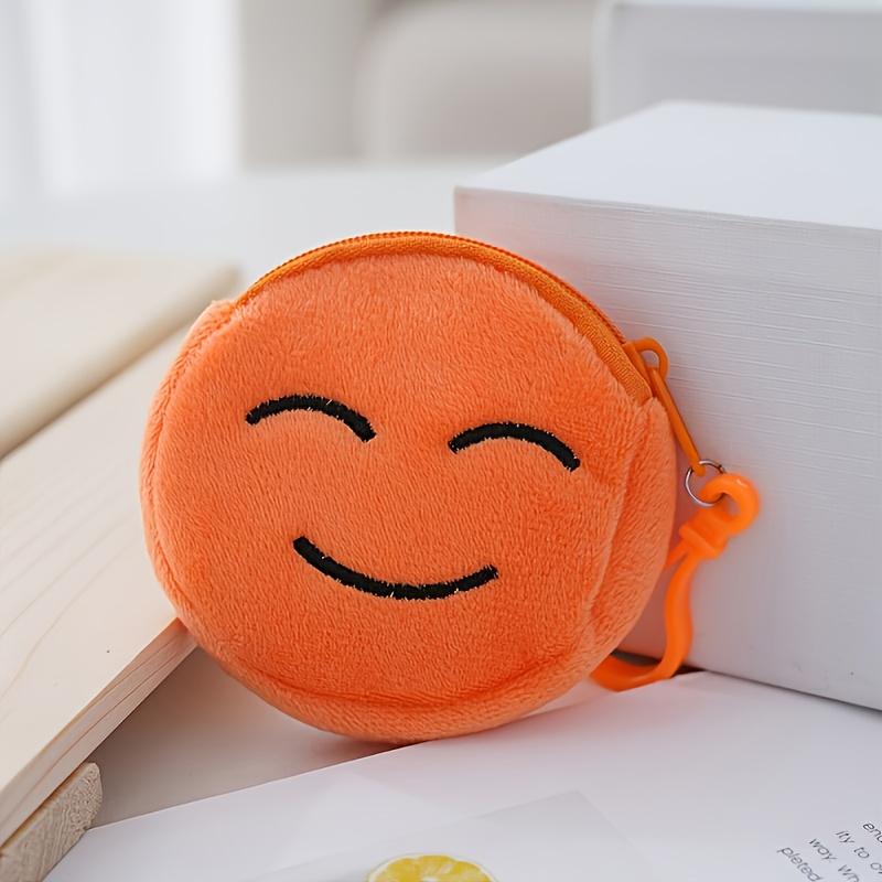 10pcs Cartoon Plush Coin Purses with Various Expressions, Ladies' Wallets, Colorful and Adorable Zippered Keychain Purse