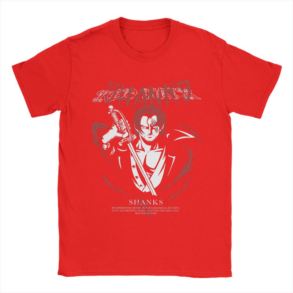 Men T-Shirt Red Legend  One-Armed Warrior Shanks Anime Unique Cotton Tee Shirt Short Sleeve  T Shirt Crewneck Clothes Gift Idea