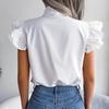 Blouse Women Chiffon Bow Tie Lace Up Tops Shirt Temperament Commuter Spring Summer Wooden Ear