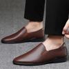 Men's Casual Leather Shoes Men's Korean Version of Business Dress Leather Shoes Trend Doudou Shoes Soft Soles Youth One-pedal Men's Shoes