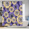 Purple Sunflowers Shower Curtain Bathroom Decorative Waterproof Fabric Shower Curtains For Bathtub 180Cm Purple Yellow Sunflower
