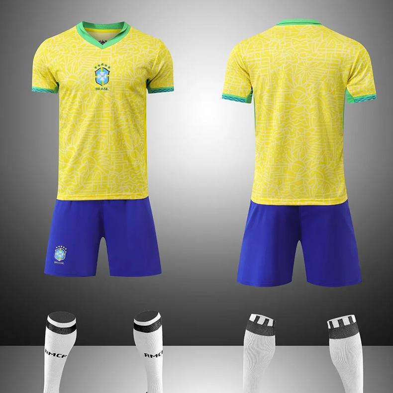 Sada fotbalových dresů s krátkým rukávem pro dospělé a děti, pánské a dámské dresy Brazílie, Argentiny, Německa, zápasové a tréninkové dresy, domácí a venkovní