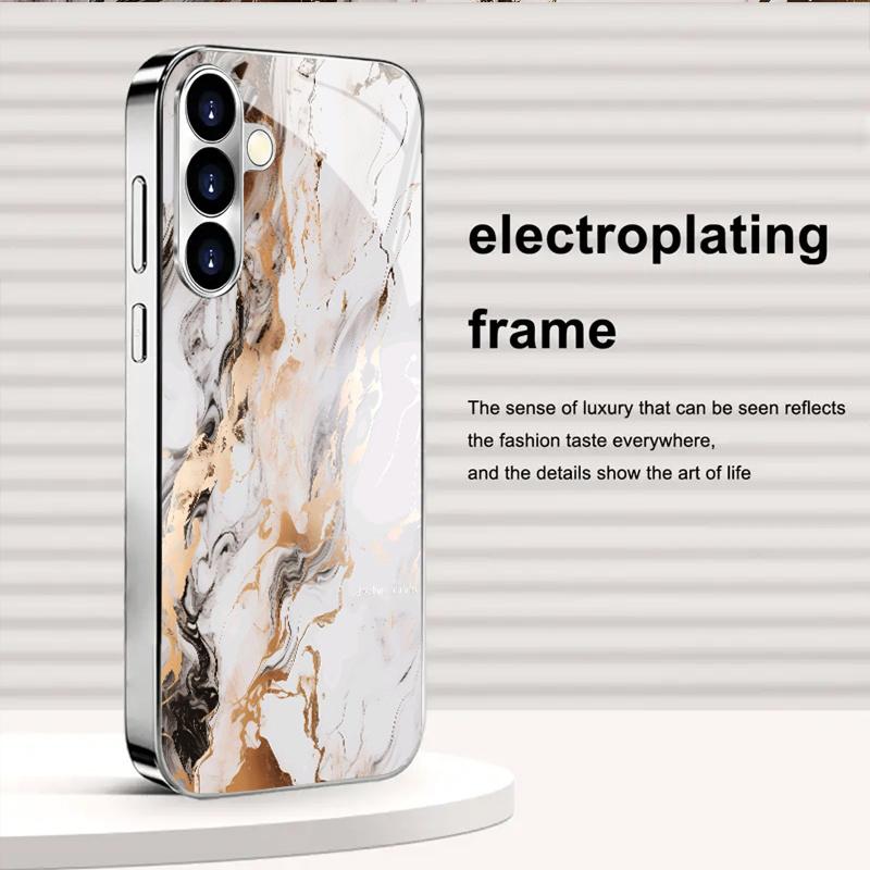 Electroplated Glass TPU Hard Case for Samsung Galaxy S26 S25 S24 S23 S22 S21 FE Ultra Plus Scratch Resistant Advanced Protection