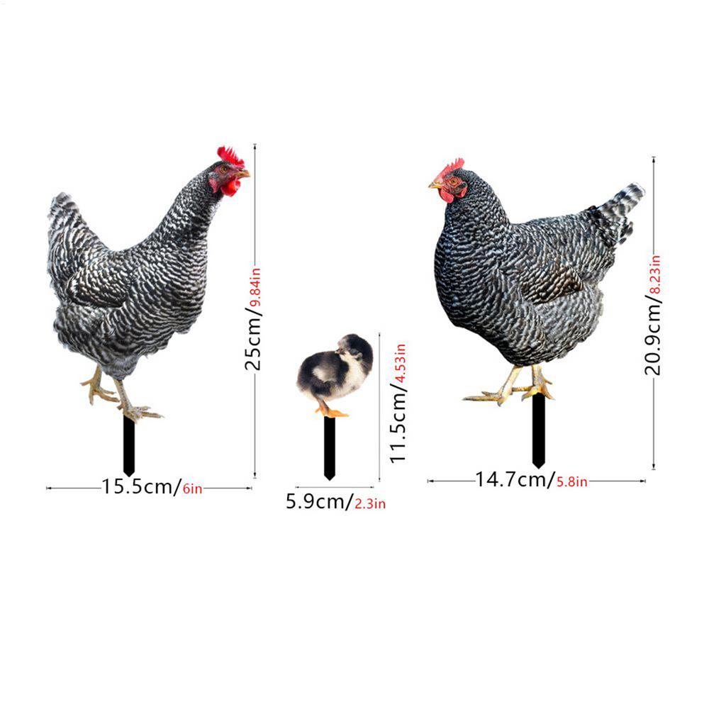 

3pcs Chicken Ornaments Yard Art Decor For Backyard Rooster Animals Stakes Animals Sculptures Garden Decoration