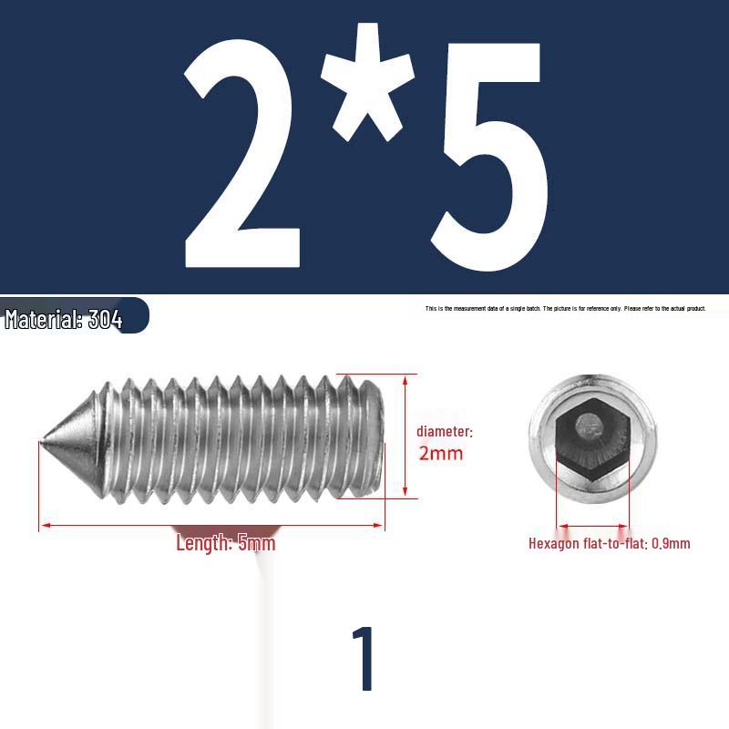 12.9 Edelstahl 304 Innensechskant Kegelspitze Gewindestift M2/M3