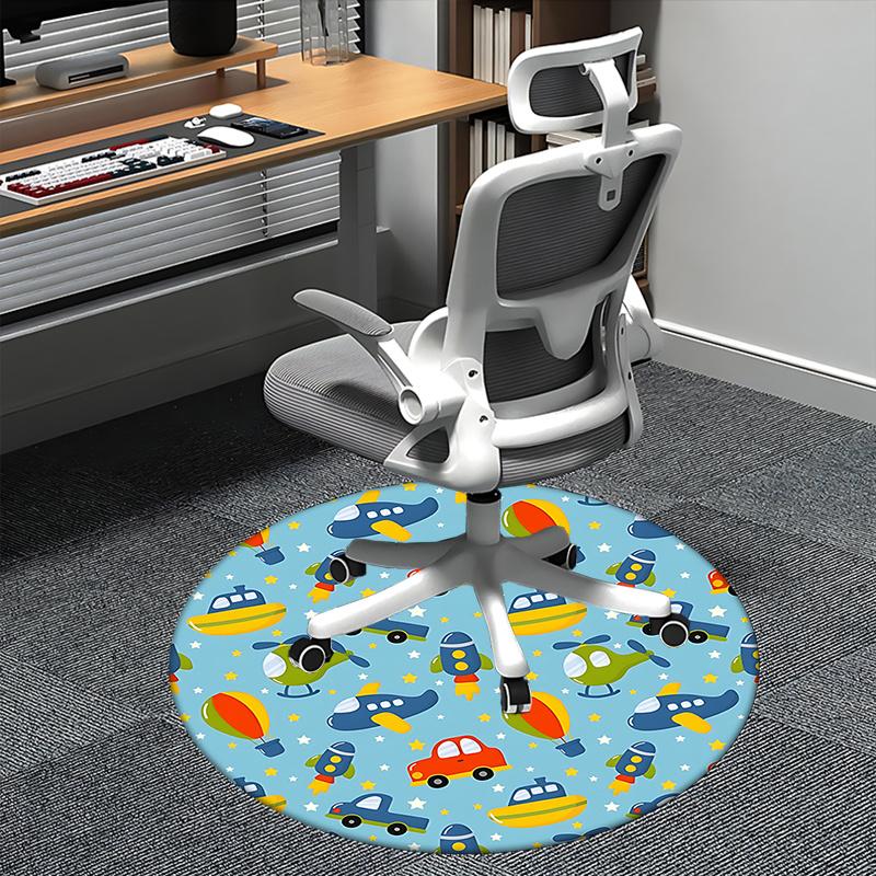 

Colorful Transportation Office Carpet Chair Mats, Fun Vehicle Pattern for Home Decor, Office Use, and Gift Giving1118091a 80cm by 80cm