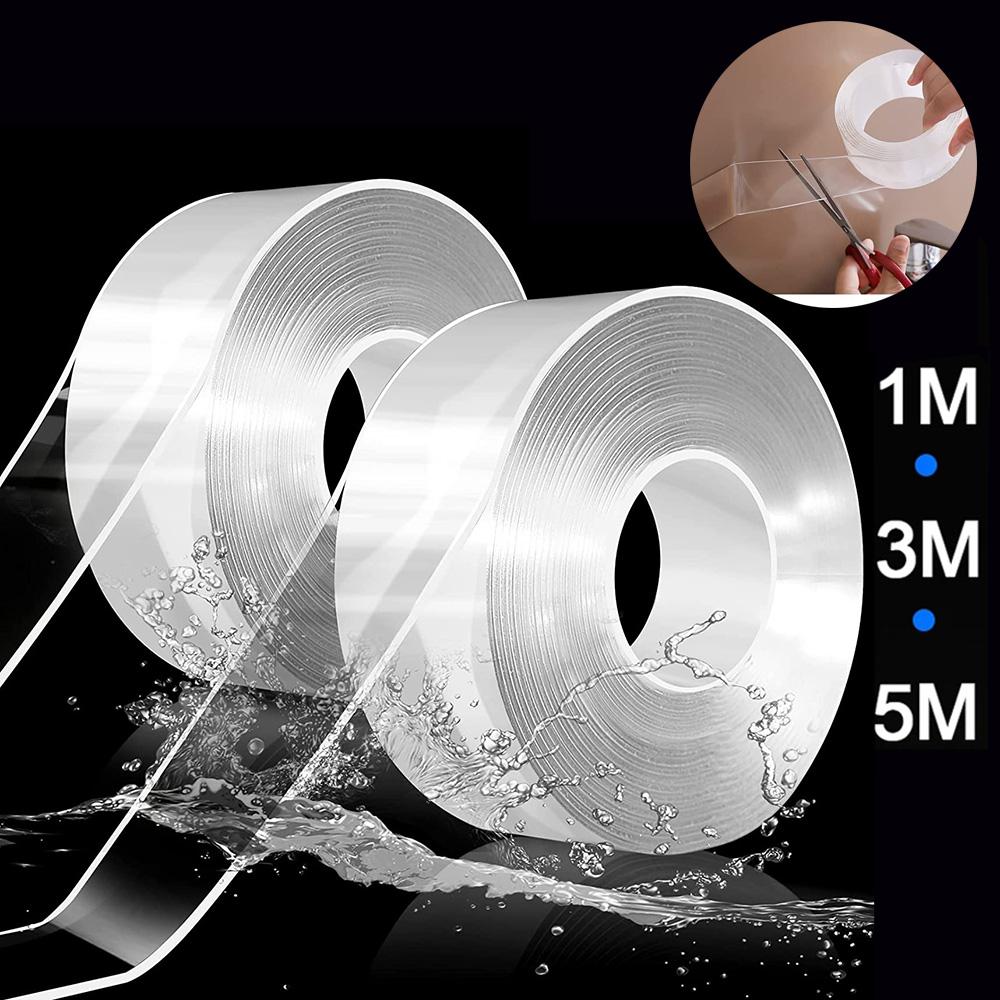 Nano Doppelseitiges Klebeband Wiederverwendbar Waschbar Wasserdicht Transparent Selbstklebend Spurlos für Zuhause Büro