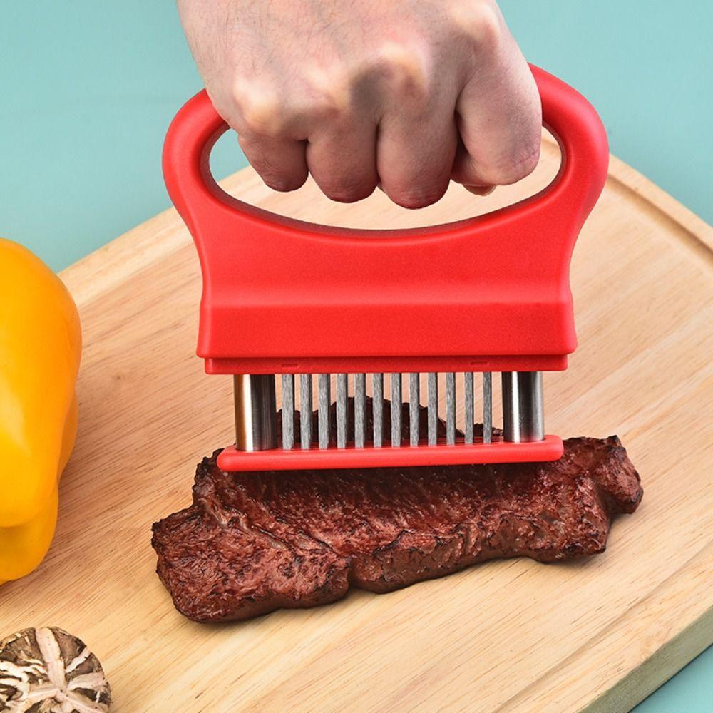 Stainless Steel Blades Meat Tenderizer Ultra Sharp Needle Ergonomic Handle Kitchen Pin Hammer with Cover Convenient