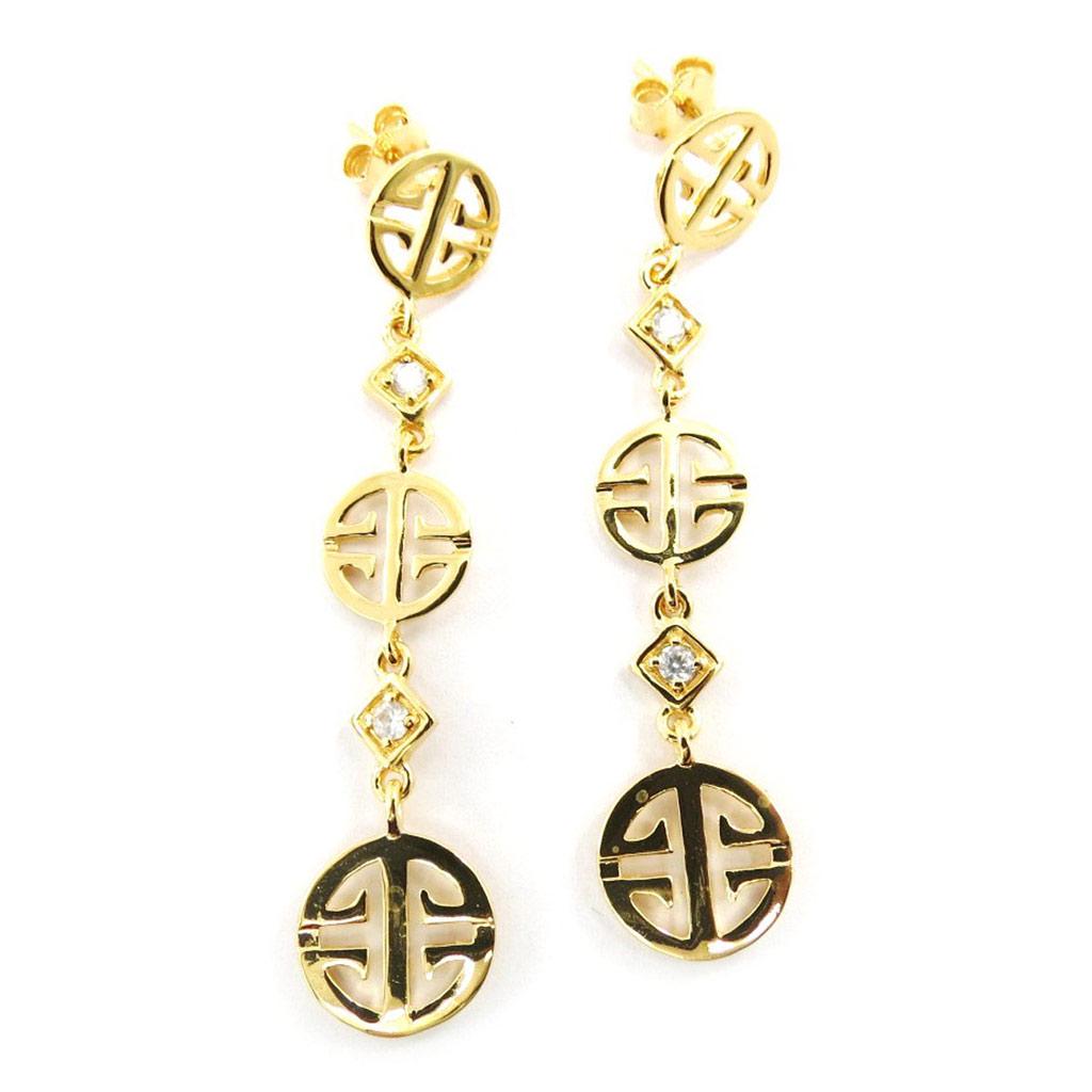 Les Trésors De Lily [D7973] - Gold Plated 'Fengshui' Earrings