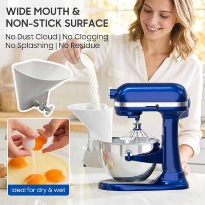 Verstellbarer Mehltrichter für Küchenmaschinen-Schüsseln Weiter Ausgießaufsatz für KitchenAid & die meisten 3,5-7Qt Schüsseln Kleckerfreies Hinzufügen von Zutaten Backen