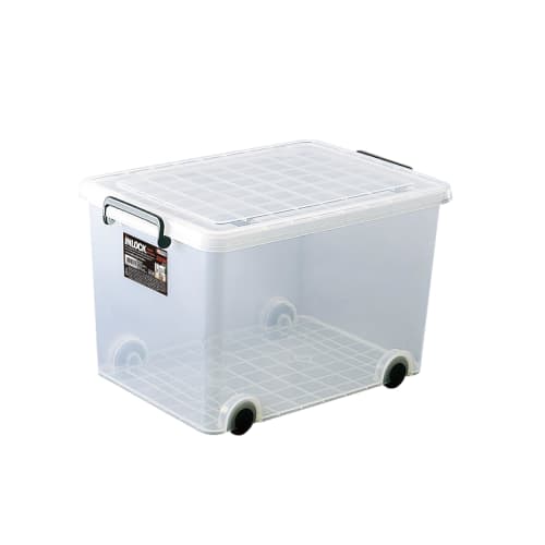 Tenma (Tenma) Portable Garment Case with Casters, Made In Japan, In-Lock, Sturdy Clear Storage Case with Lid, Clear, 350M Half, 39cm Wide X 55cm Deep