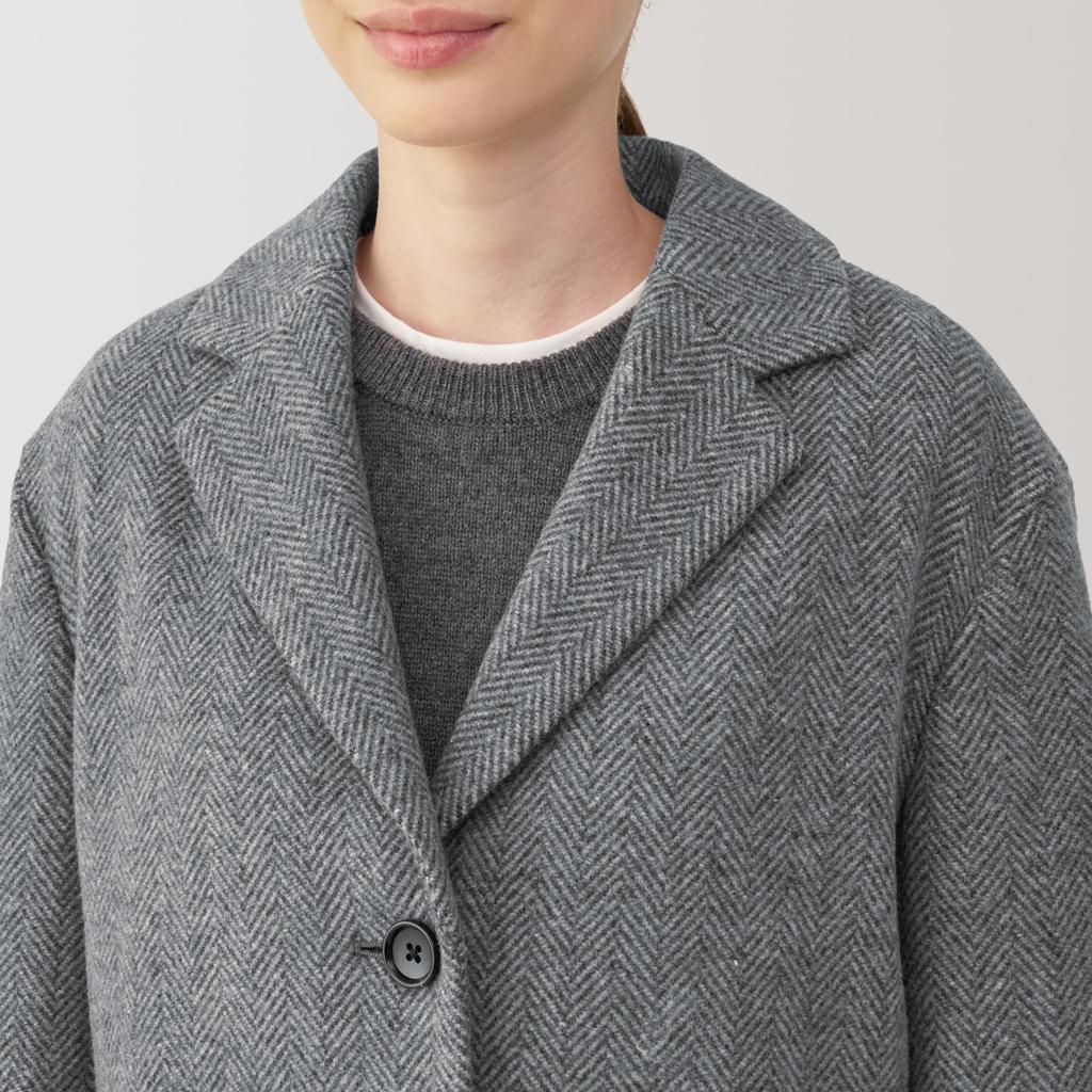 MUJI Recycled Wool Blend Jacket Size BD0ZGA4A Women's Coat, Gray, XL,