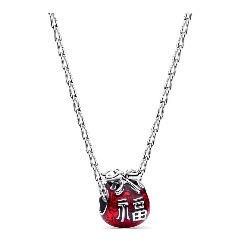 Pandora Bow-knot blessing decorative pendant 925 silver glass enamel necklace women s silver ZT3082