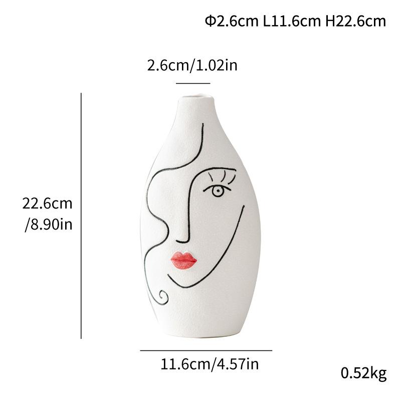 

Ваза для цветов Простые белые керамические вазы Абстрактное лицо Современный декоративный дизайн Простой креативный домашний декор Орнаменты