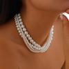 Módní dámský perlový náhrdelník Vintage vícevrstvý náhrdelník z imitace perel Korálkový šněrovací dlouhý stuhový mašličkový choker Náhrdelníky Šperky na klíční kost