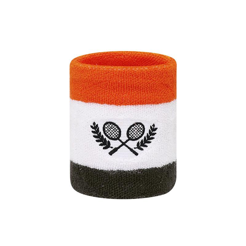 Unisex Sports Wristbands: Sweat-Absorbent Cotton for Badminton, Tennis, Basketball, and Fitness оранжевый/белый