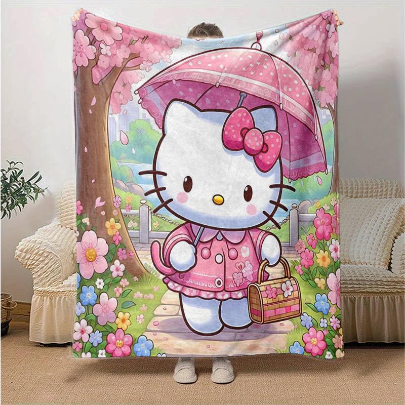 

1pc Spring Hello Kitty Blanket, Seasonal Home Decor, Soft Throw Blanket, Living Room, Travel, Camping, Car Blankets, Beach, Office Naps, Perfect for B 130x150cm