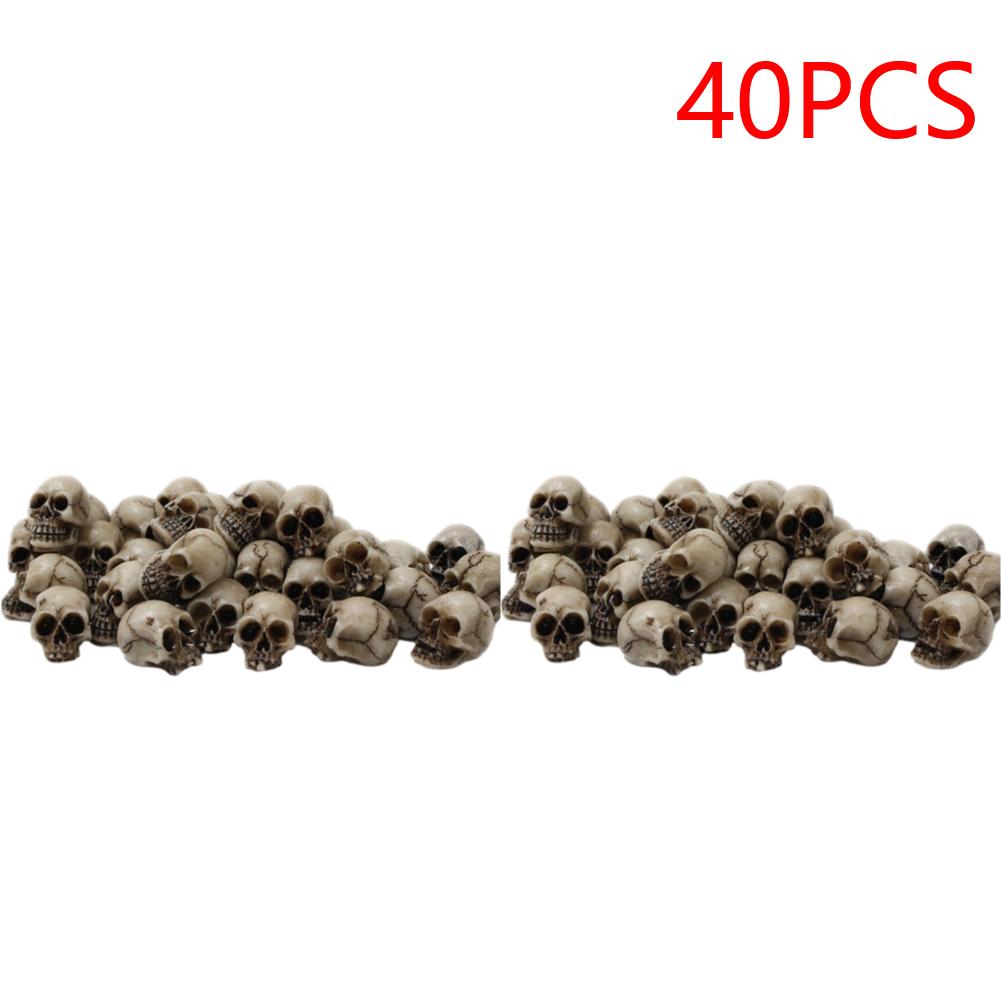 Mini Skull Figure Collectable Halloween Miniature Skulls Heads Creative Festival Theme Landscape Garden Potted Plant Decor