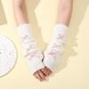 Thicken Y2K Fingerless Gloves Soft Knitted Sleeve Cover Fashion Bow Arm Warmers  Winter