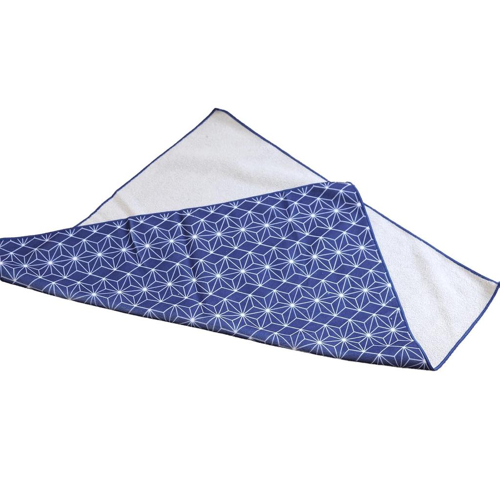 Furoshiki adhesive Japanese pattern bento wrapping lunch cloth (asanoha blue)
