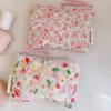 Elegant Flower Print Cosmetic Pouches Compact Cotton Storage Bag Makeup Bag For Lipstick And Essential