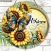 Rustic Wooden Welcome Sign with Sunflowers & Butterfly Pattern - Charming Decorative Hanging Plaque - Ideal Gift for Friend, Family