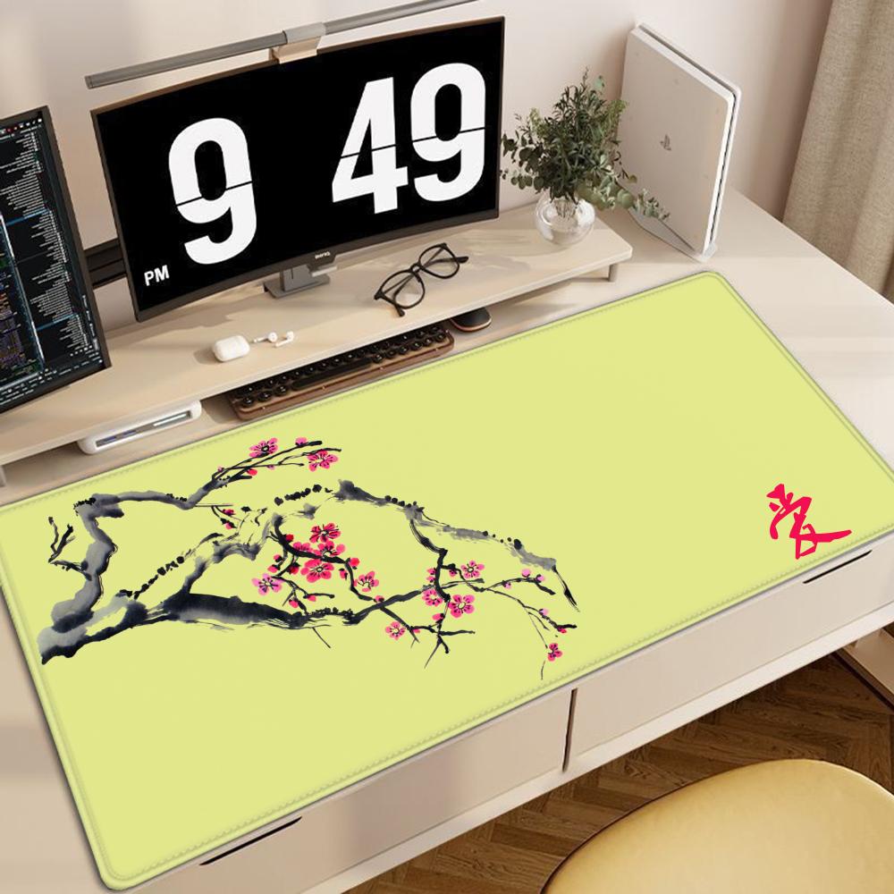 Cherry Blossom Ai Mouse Pad, Minimalist Japanese Desk Decor Cute HD Extended Gaming Keyboard Mats Large 90x40cm XXL Gamer