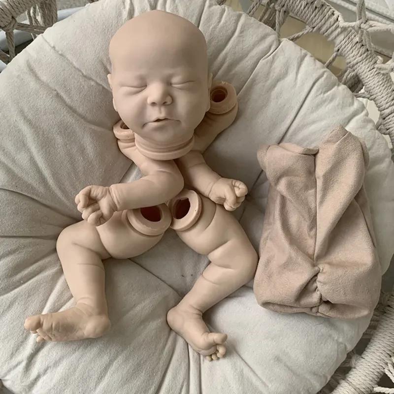 21inch Reborn Doll Kit Sleeping Baby Chase Unfinished Unpainted Doll Parts with Cloth Body and COA Kit Molde Bebê Reborn