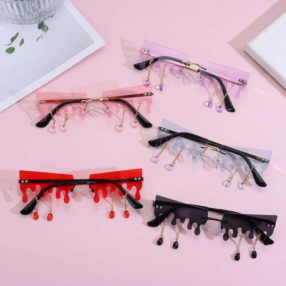 

Sun Glasses Streetwear Tears Flame Sunglasses Tassel Sunglasses Sun Glasses Rimless Wave Eyewear світло-фіолетового кольору
