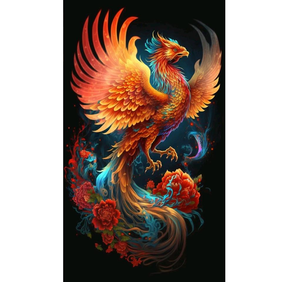 Large Colorful Divine Bird Phoenix Diamond Painting Diy Full Diamond Embroidery Rhinestone Pictures Mosaic Animals