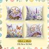 Easter Bunny Lavender Cushions Pillowcase Polyester Cushion Cover Throw Pillow Pillowcover Home Car Sofa Decor