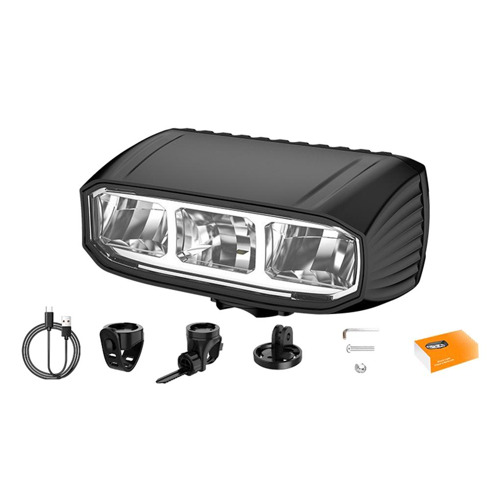 Shockproofed Bike Front Light High Capacity Battery Charging Bicycles Headlight for Low Light Trail Night Cycling