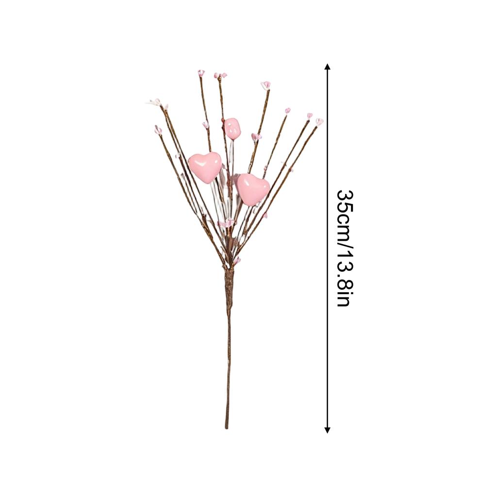 Faux Heart Shaped Berry Picks, Valentine's Day Picks Artificial Red Berry Flower Stems Artificial Berries Branches For Valentine