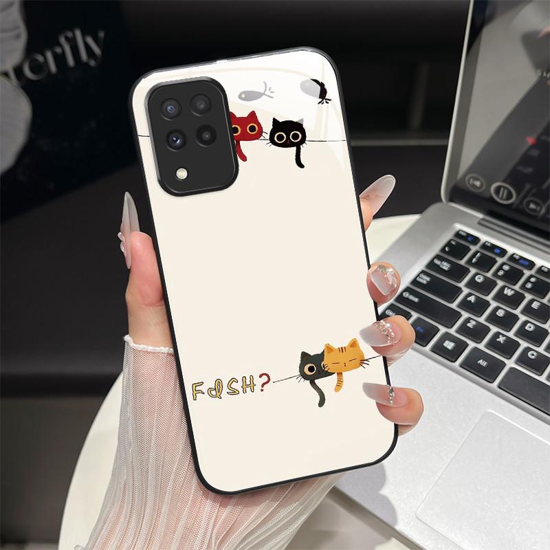 For Samsung M33 M53 Phone Case Trendy Fantasy Design Tempered Glass Hard Bumper For Galaxy M 33 M 53 Full Protection Back Covers