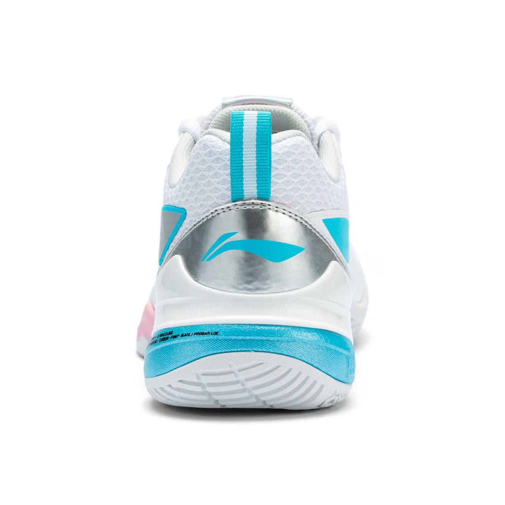 Li Ning Sports Comfortable Shock Absorbing Wear Resistant Low Top Badminton Shoes Unisex Shoes White Silver Blue AYZV001-2