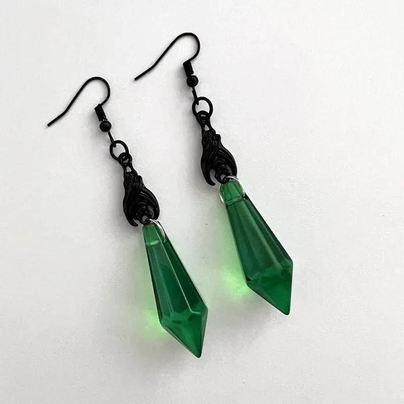 Gothic Vampire Dark Bat Personalized Earrings Vintage Geometric Blood Drop Cone Crystal Creative Witch Jewelry Accessories