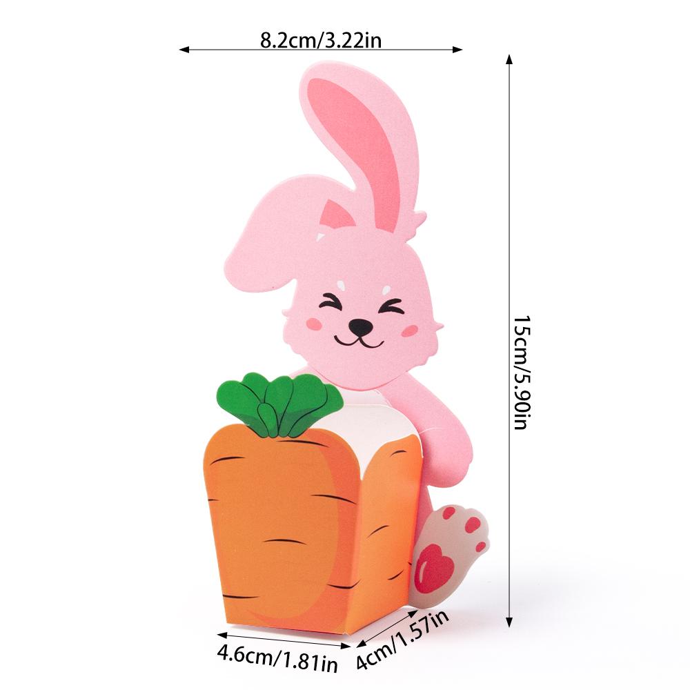 

10/20pcs cute Rabbit Carrots paper candy Boxes Cartoon Bunny Sweets Basket For Happy Easter Party gifts Decoration packaging box 10pcs&as photo