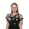 Women Triangle Scarf for Church Prayer Shawl Embroidered Lace Veil Floral Headcovering Tassel Veils Mantillas for the Church's