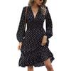 New European and American coat waist thin polka dot long sleeve foreign style dress