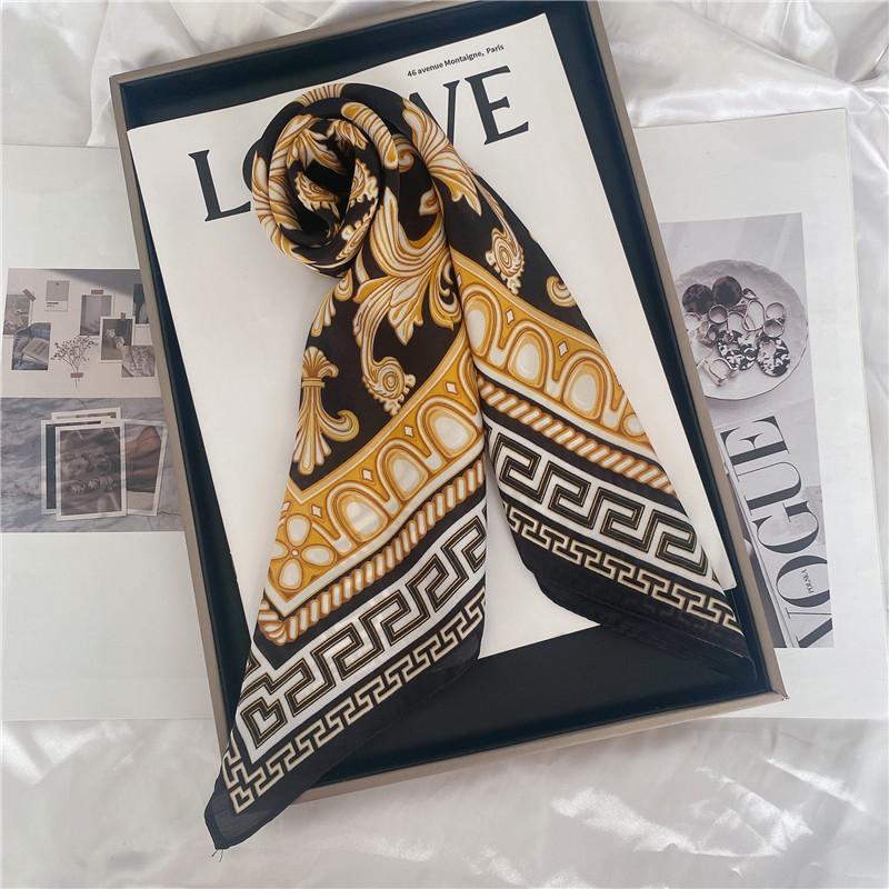 Luxury Desig Cashew Print Square Scarf Women’s Summer Breathable Silk Bandanna Luxury Female Neckerchief Fashion Hijab Gift 70cm