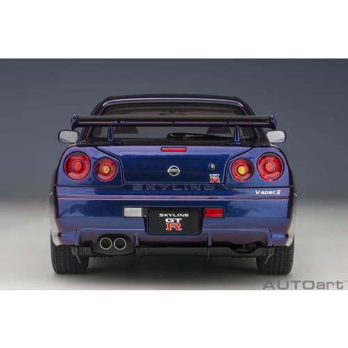 AUTOart 1/18 Scale Nissan Skyline GT-R (R34) V-Spec II BBS LM Wheel Version, Midnight Purple III, Finished Product