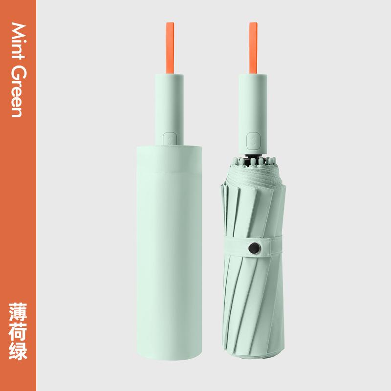 12-Bone New Automatic Umbrella Vinyl Sunscreen Weather and Rain Dual-purpose Three-fold Brushable Umbrella