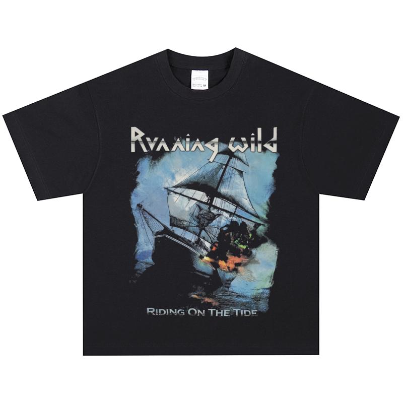 Running Wild T-Shirt, Soft Fabric Casual Daily Wear XXL