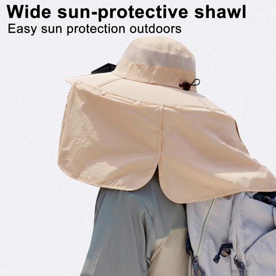 Fan Hat Wide-Brimmed Shawl Fishing Hat with Dual-Power Fan Design