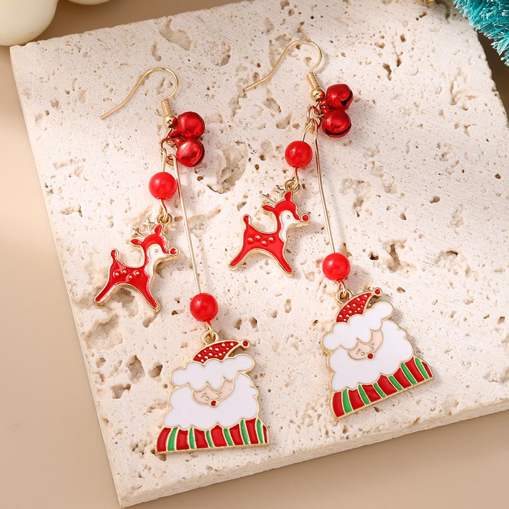 Cute Christmas Earrings for Women Girls Elk Snowman Dangle Earrings X'mas New Year Party Jewelry Gift