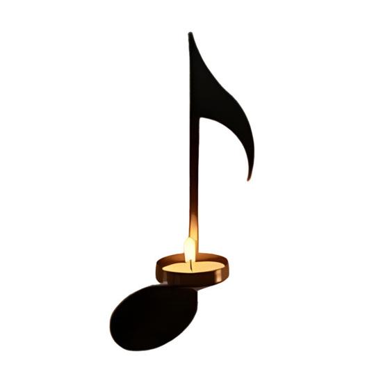 Black Music Note Candle Holder Vintage Wall Mount Tealight Holder Musical Symbol Wall Decor for Living Room Dining Hallway