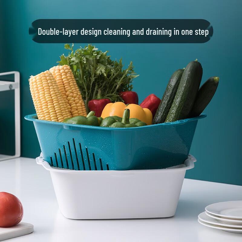 CHAHUA 6-Piece Double-Layer Vegetable Washing & Strainer Basket Set